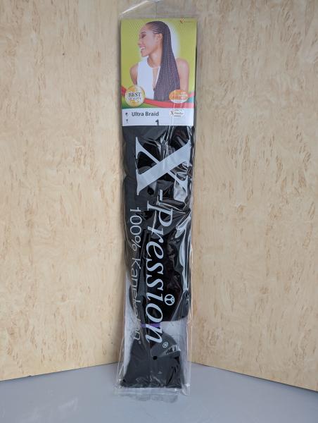 X-Pression Ultra Braid schwarz 1, 100% Kanekalon Kunsthaar 165g